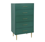 Valerie Glam 5 Drawer Chest - Green