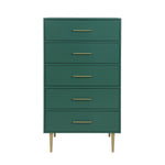 Valerie Glam 5 Drawer Chest - Green