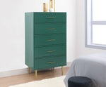 Valerie Glam 5 Drawer Chest - Green