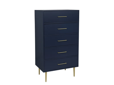 Valerie Glam 5 Drawer Chest - Navy