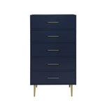 Valerie Glam 5 Drawer Chest - Navy