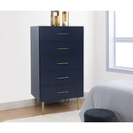 Valerie Glam 5 Drawer Chest - Navy