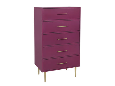 Valerie Glam 5 Drawer Chest - Raspberry