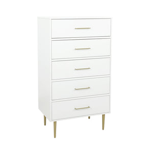 Valerie Glam 5 Drawer Chest - White