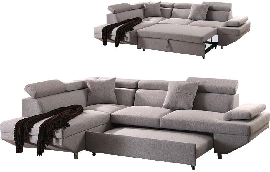 Ben Upholstered Sleeper Sectional Grey