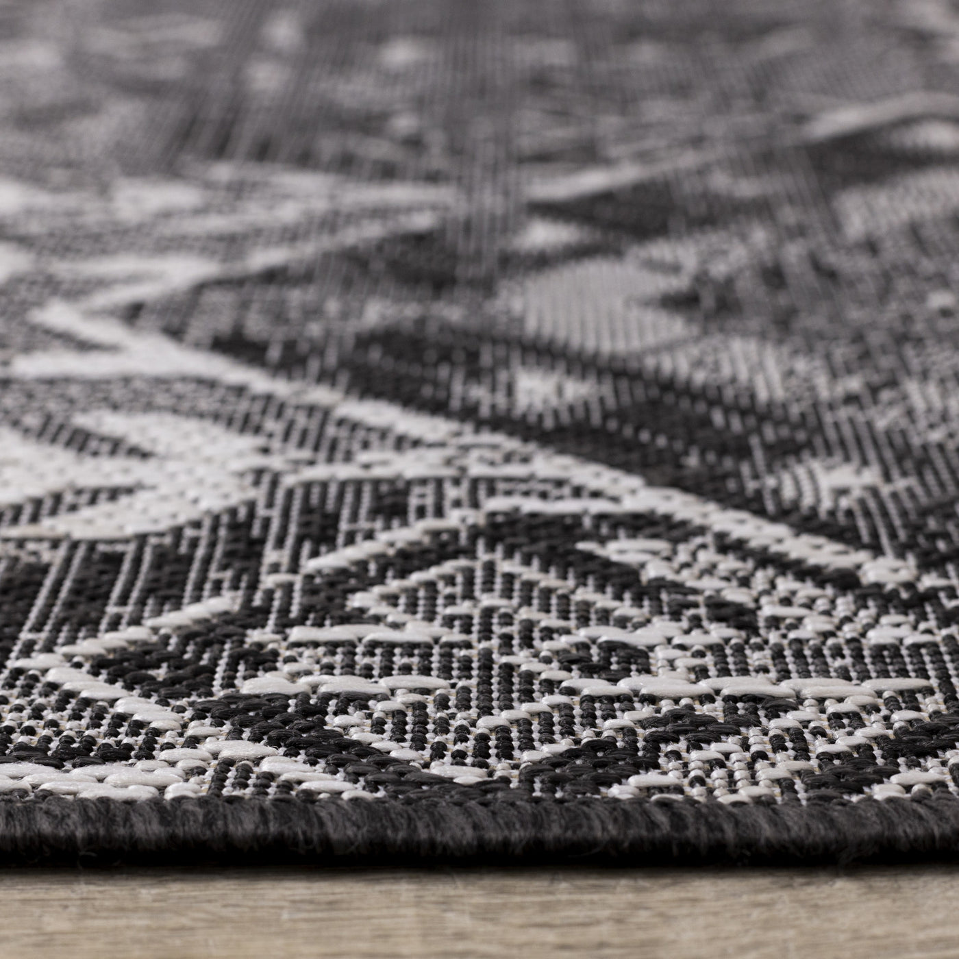 Jango 7'10" X 10'6" Indoor/Outdoor Geometric Rug - Grey Black  Area Rug