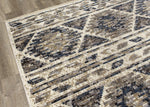 Natick 5'3" X 7'7" Hexagon Bands Rug - Blue Cream Area Rug