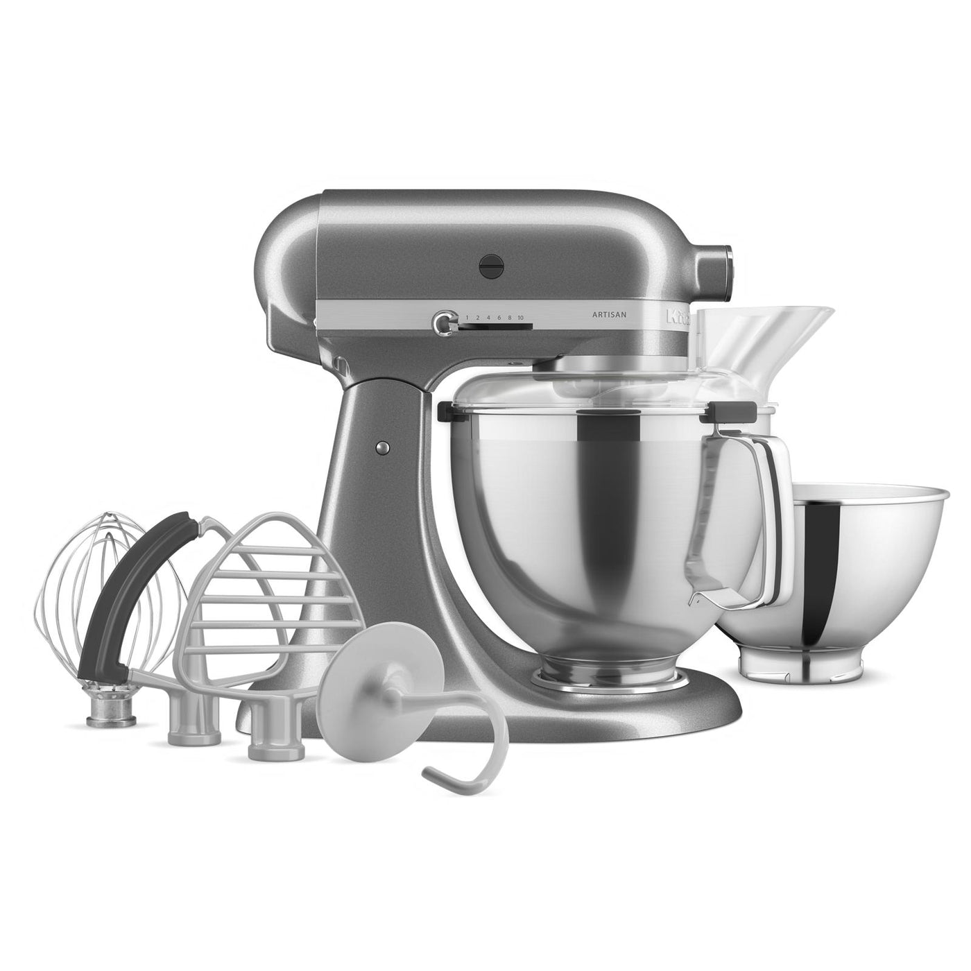 KitchenAid Medallion Silver Artisan® Series Tilt-Head Stand Mixer with Premium Accessory Pack - KSM195PSMS