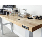 Gladiator Hammered White 6' Adjustable Height Hardwood Workbench - GAWB06HWGW