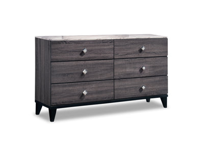 Amber 6 Drawer Dresser - Grey, Black