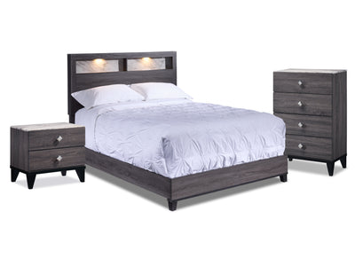 Amber 5-Piece Queen Bedroom Package - Grey, Black