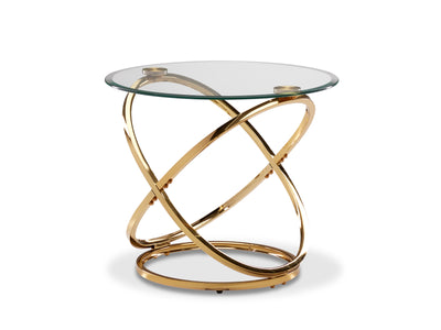 Axis 26" End Table - Glass and Gold