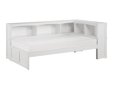 Galen Twin Bookcase Corner Bed - White