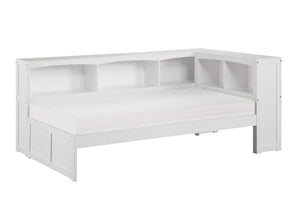 Galen Twin Bookcase Corner Bed - White
