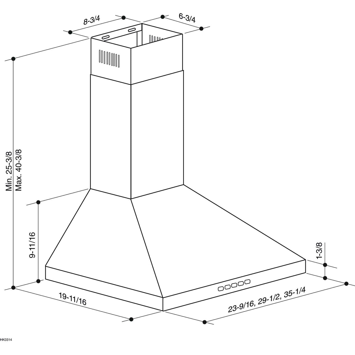 Broan Stainless Steel 24" 450 CFM Designer Pyramidal Chimney Hood - BWP1244SS