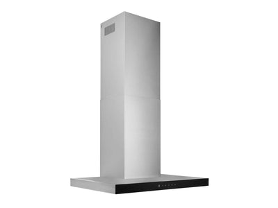 Broan Stainless Steel WITH Black Glass Panel 30" 450 CFM Designer Chimney Range Hood - BWT1304SSB