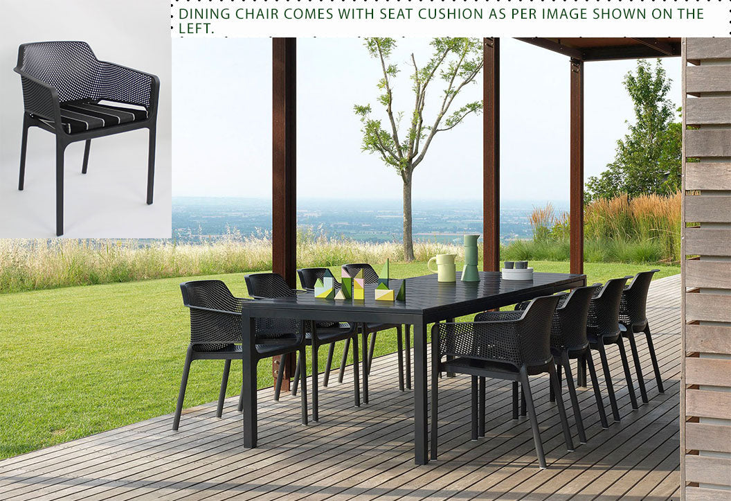 Nardi Rio 9-Piece Outdoor Extension Dining Package - Black