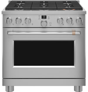 Café Stainless Steel 36" Commercial-Style 6-Burner Dual-Fuel Smart Range with Air Fry (5.75 Cu.Ft) - C2Y366P2TS1