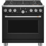 Café Matte Black 36" Commercial-Style 6-Burner Dual-Fuel Smart Range with Air Fry (5.75 Cu.Ft) - C2Y366P3TD1