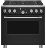 Café Matte Black 36" Commercial-Style 6-Burner Dual-Fuel Smart Range with Air Fry (5.75 Cu.Ft) - C2Y366P3TD1