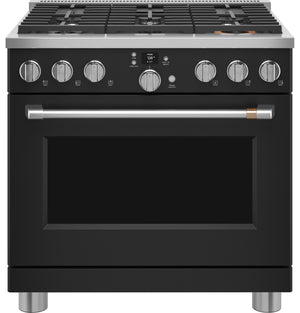 Café Matte Black 36" Commercial-Style 6-Burner Dual-Fuel Smart Range with Air Fry (5.75 Cu.Ft) - C2Y366P3TD1