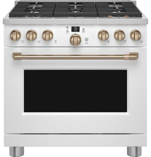 Café Matte White 36" Commercial-Style 6-Burner Dual-Fuel Smart Range with Air Fry (5.75 Cu.Ft) - C2Y366P4TW2