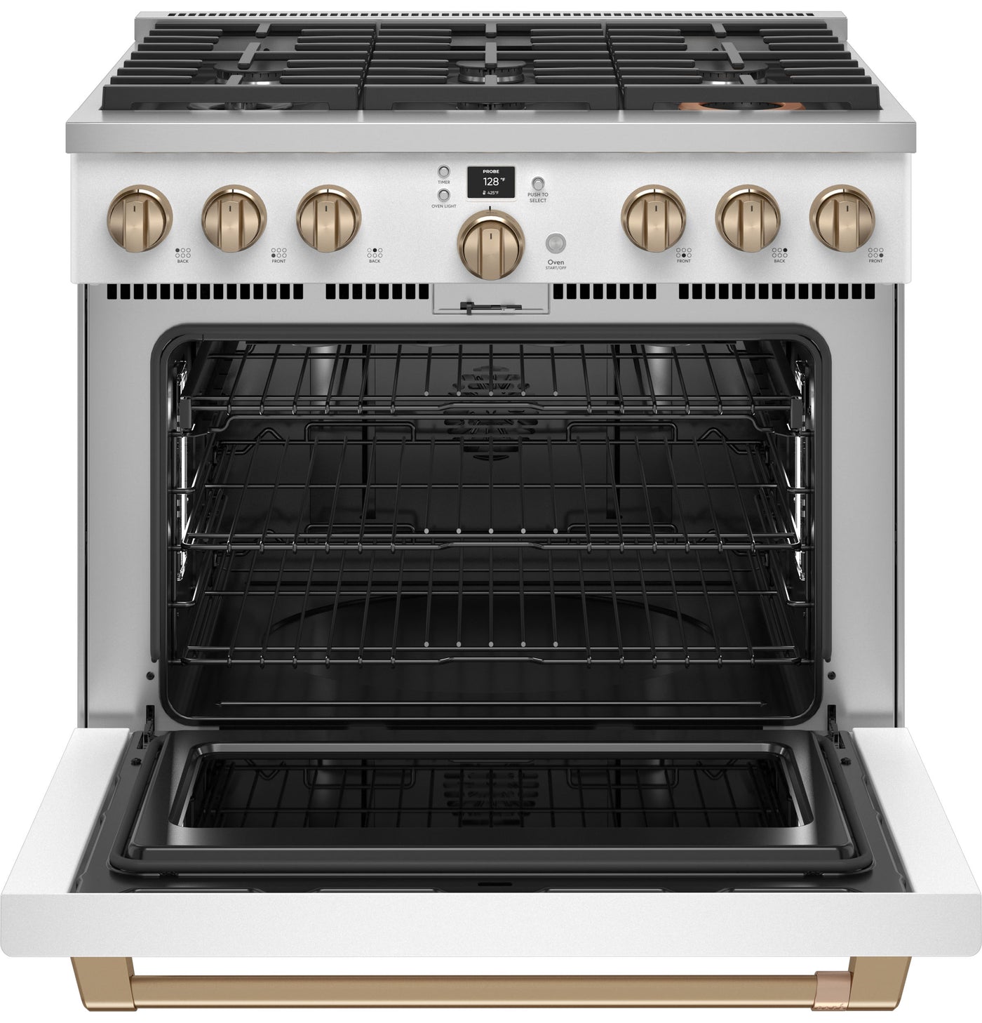 Café Matte White 36" Commercial-Style 6-Burner Dual-Fuel Smart Range with Air Fry (5.75 Cu.Ft) - C2Y366P4TW2