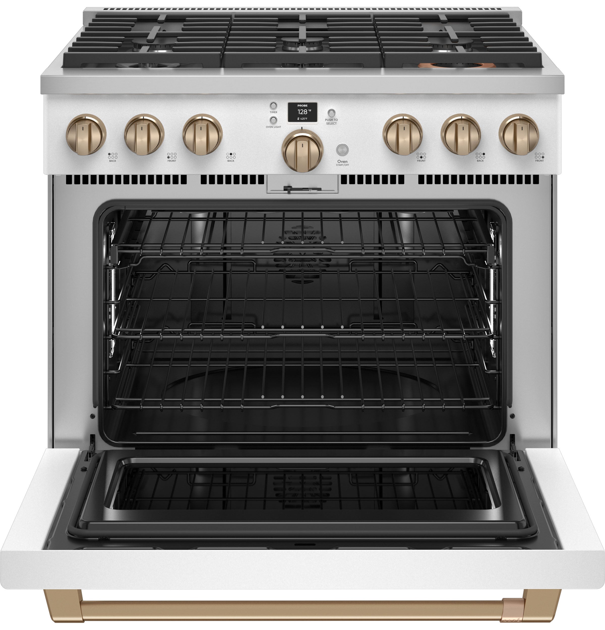 Café Matte White 36" Commercial-Style 6-Burner Dual-Fuel Smart Range with Air Fry (5.75 Cu.Ft) - C2Y366P4TW2