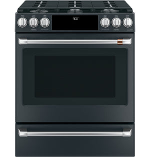 Café™ Matte Black 30" Slide-In Front Control Dual-Fuel Convection Range with Air Fry and Warming Drawer (5.7 CU.Ft) - CC2S900P3MD1
