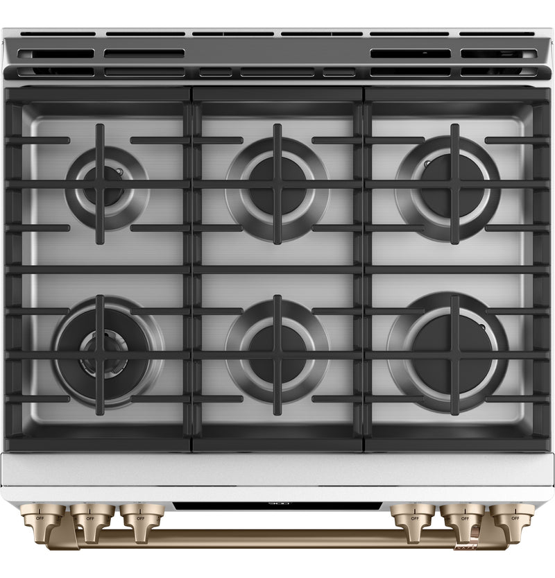 Café™ Matte White 30'' SlideIn Front Control DualFuel Convection