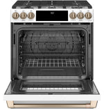 Café™ Matte White 30'' Slide-In Front Control Dual-Fuel Convection Range with Air Fry and Warming Drawer (5.7 Cu.Ft) - CC2S900P4MW2