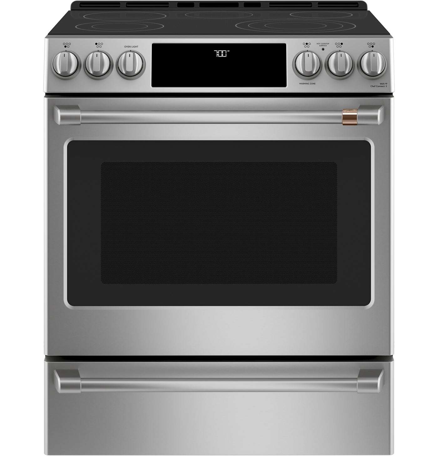Café™ Stainless Steel 30" Slide-In Front Control Radiant and Convection Range with Air Fry and Warming Drawer (5.7 Cu.Ft) - CCES700P2MS1