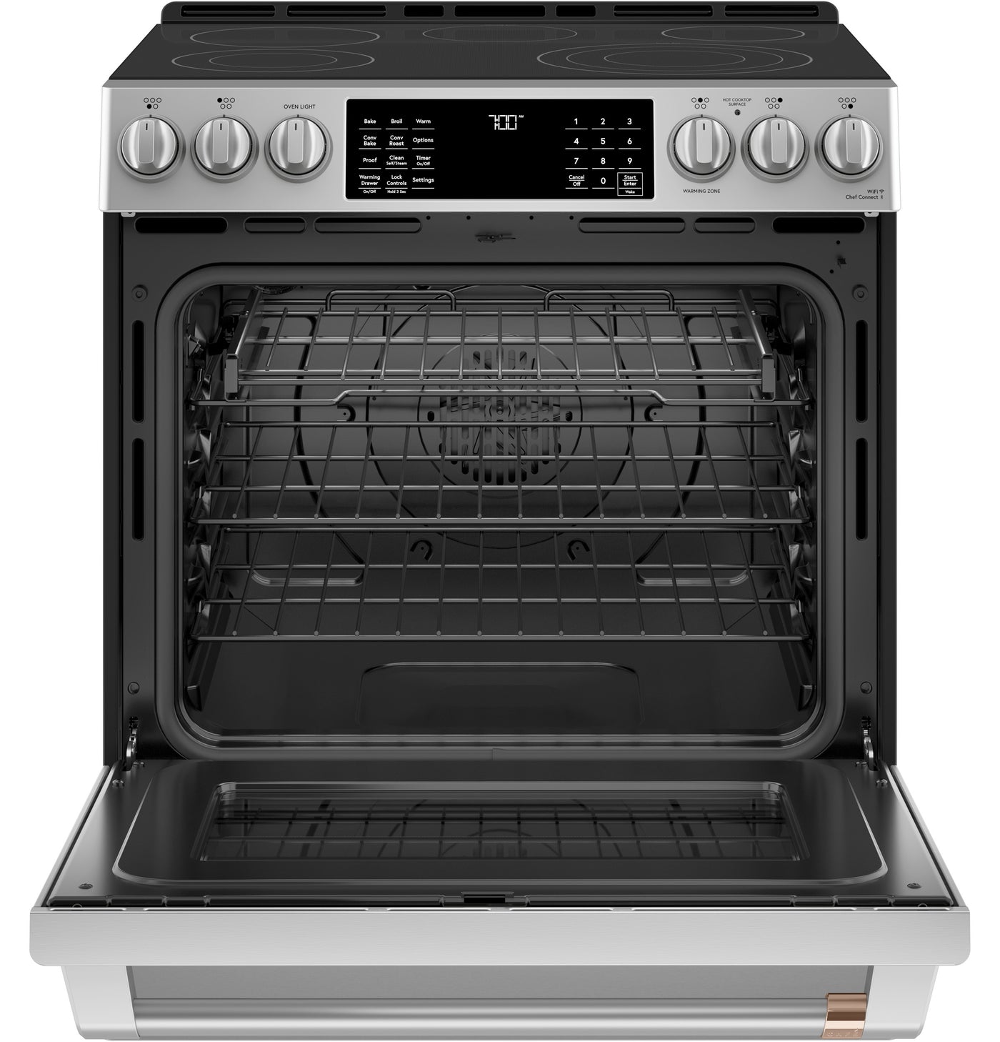 Café™ Stainless Steel 30" Slide-In Front Control Radiant and Convection Range with Air Fry and Warming Drawer (5.7 Cu.Ft) - CCES700P2MS1