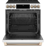Café™ Matte White 30'' Slide-In Front Control Radiant and Convection Range with Air Fry and Warming Drawer (5.7 Cu.Ft)- CCES700P4MW2