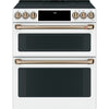 Café™ Matte White 30" Slide-In Front Control Radiant and Convection Double Oven Range with Air Fry (6.7 Cu.Ft) - CCES750P4MW2