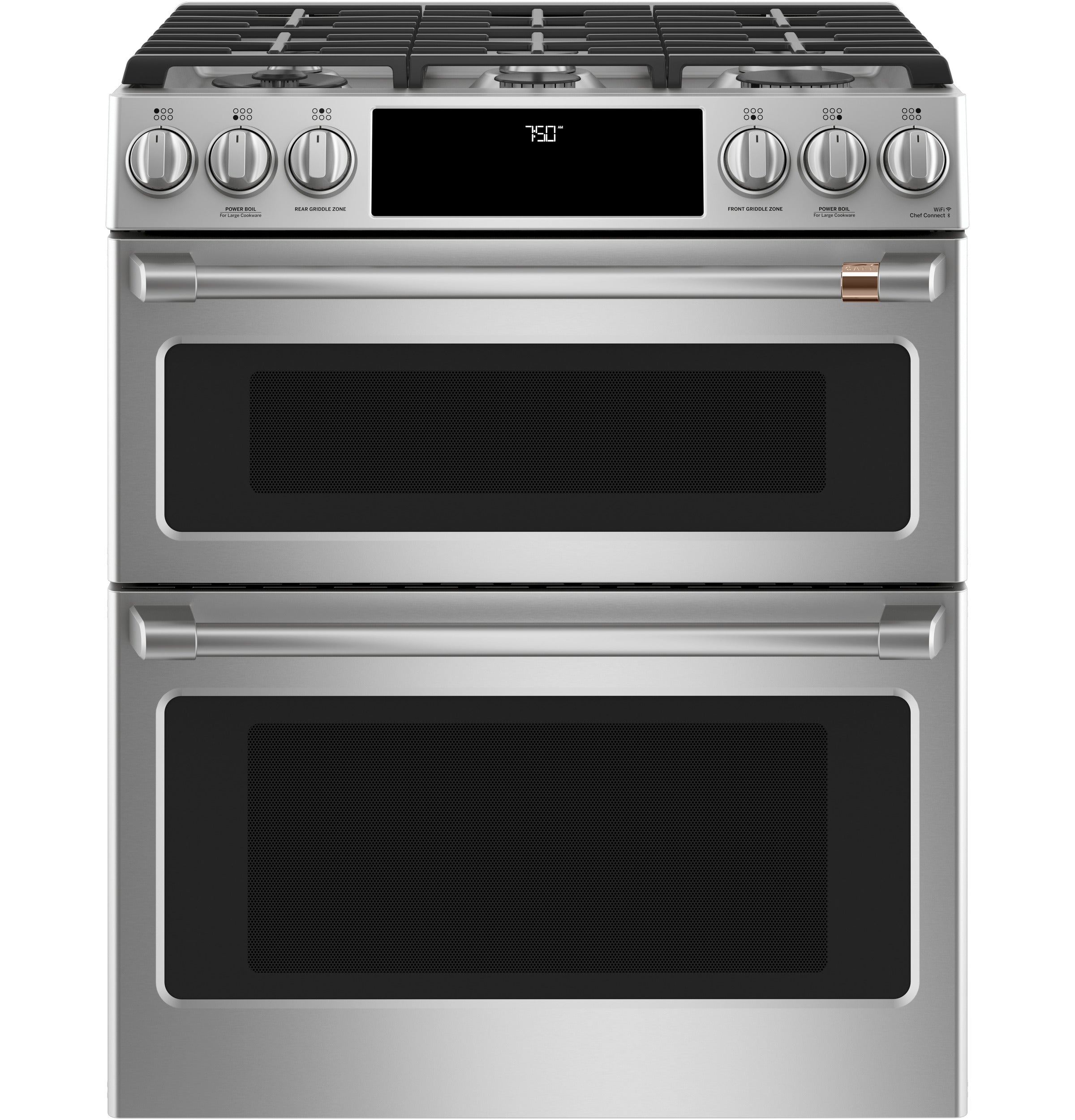 Café™ Stainless Steel 30" Slide-In Front Control Gas Double Oven with Convection Range and Air Fry (6.7 Cu.Ft) - CCGS750P2MS1