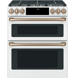 Café™ Matte White 30" Slide-In Gas Double Oven with Convection Range and Air Fry (6.7 Cu.Ft) - CCGS750P4MW2