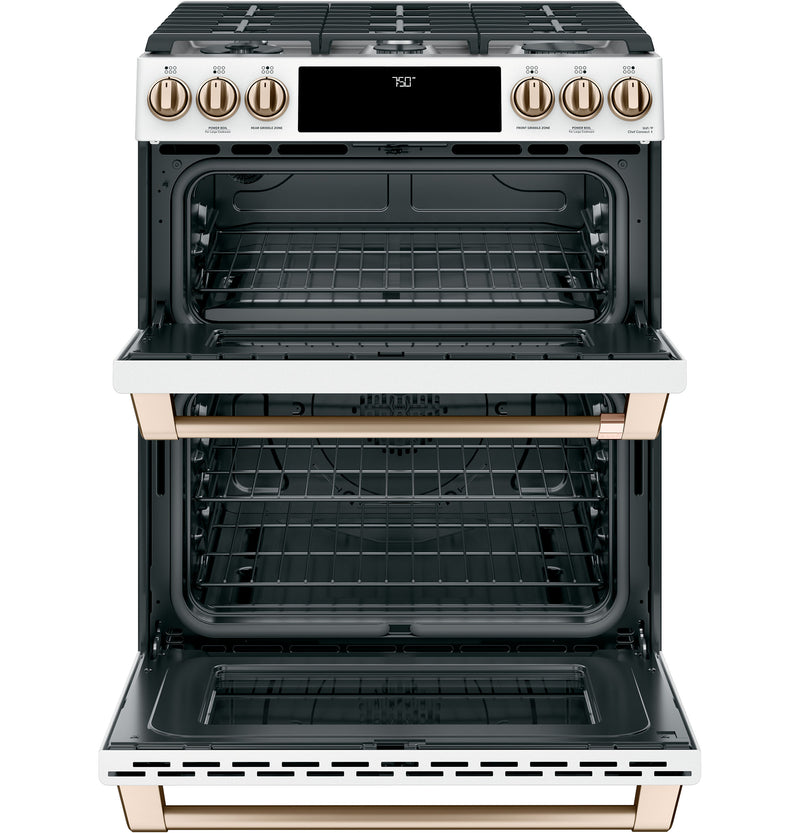 Café™ Matte White 30" SlideIn Gas Double Oven with Convection Range