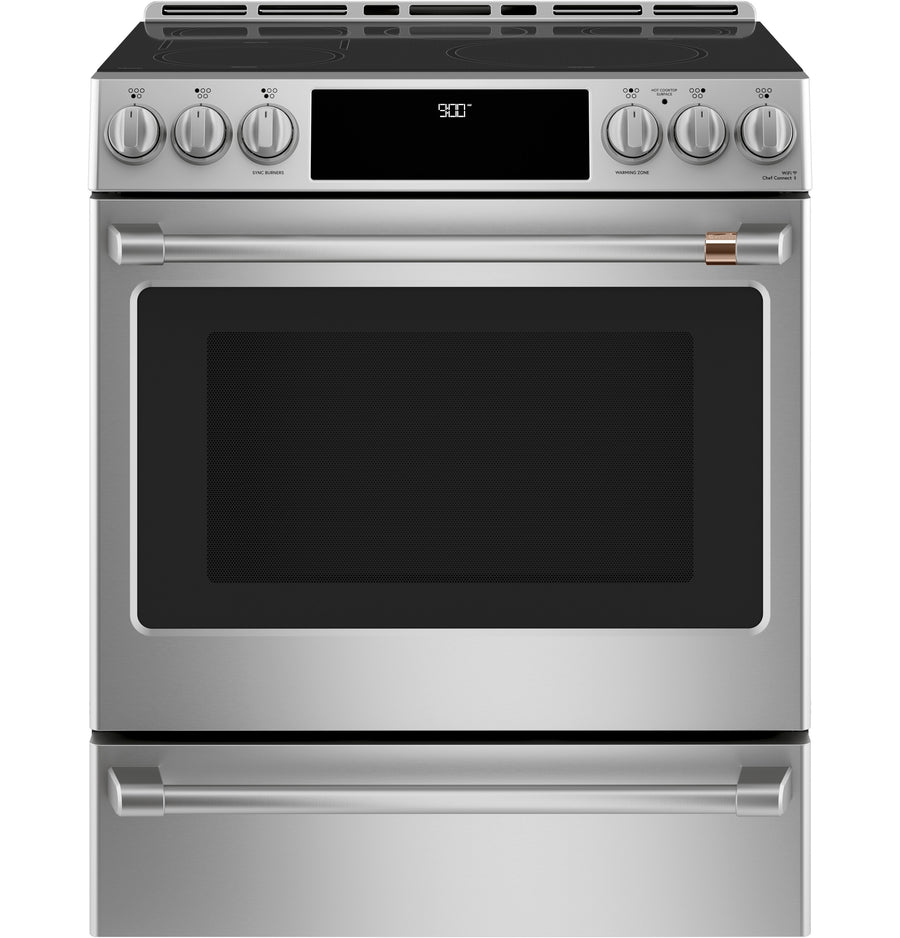 Café™ Stainless Steel 30" Slide-In Front Control Induction and Convection Range with Warming Drawer (5.7 Cu.Ft) - CCHS900P2MS1