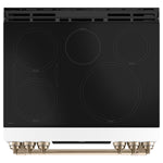Café™ Matte White 30'' Slide-In Front Control Induction and Convection Range with Warming Drawer (5.7 Cu.Ft) - CCHS900P4MW2