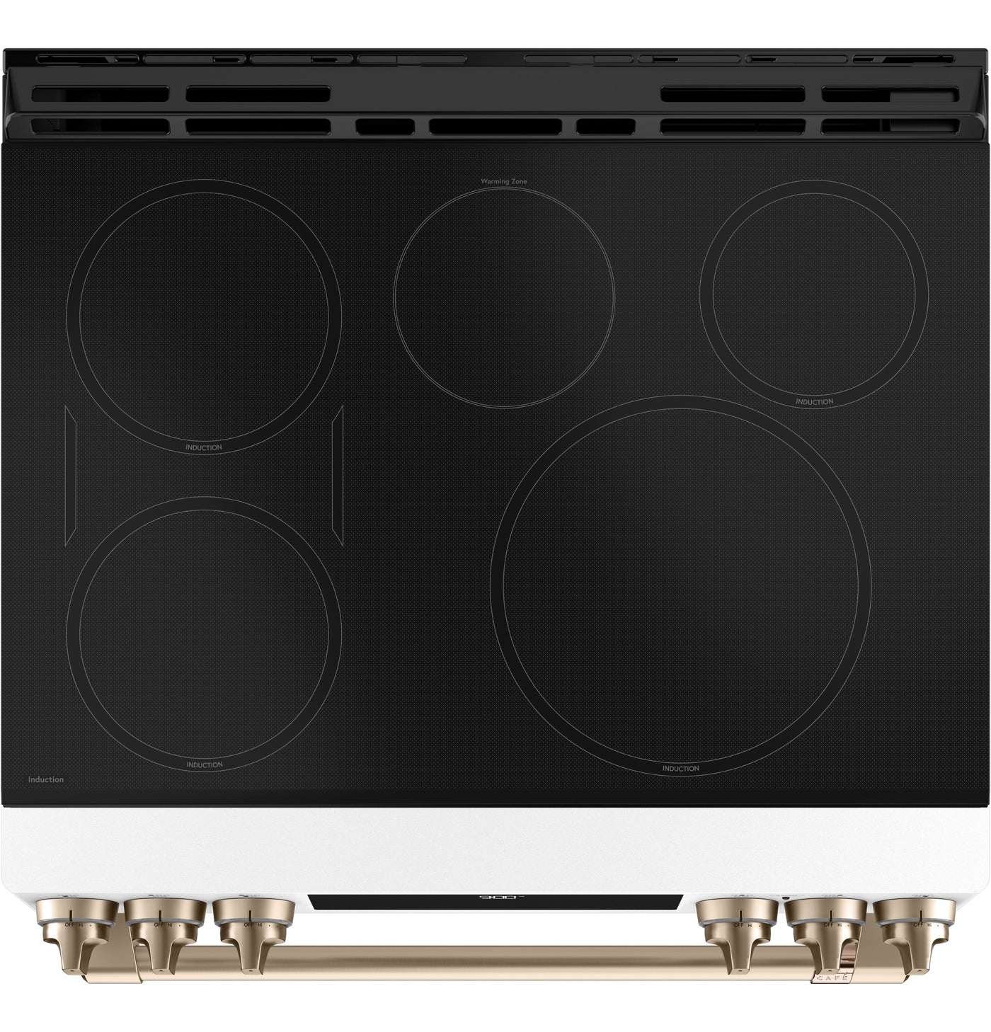 Café™ Matte White 30'' Slide-In Front Control Induction and Convection Range with Warming Drawer (5.7 Cu.Ft) - CCHS900P4MW2