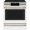 Café™ Matte White 30'' Slide-In Front Control Induction and Convection Range with Warming Drawer (5.7 Cu.Ft) - CCHS900P4MW2