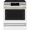 Café™ Matte White 30'' Slide-In Front Control Induction and Convection Range with Warming Drawer (5.7 Cu.Ft) - CCHS900P4MW2