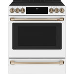 Café™ Matte White 30'' Slide-In Front Control Induction and Convection Range with Warming Drawer (5.7 Cu.Ft) - CCHS900P4MW2