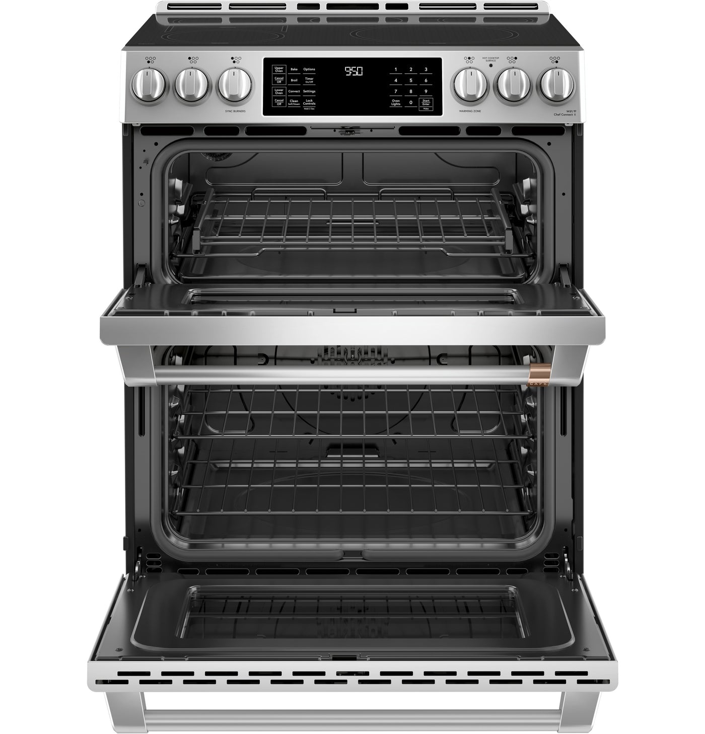 Café™ Stainless Steel 30" Slide-In Front Control Induction and Convection Double Oven Range (7.0 Cu.Ft) - CCHS950P2MS1
