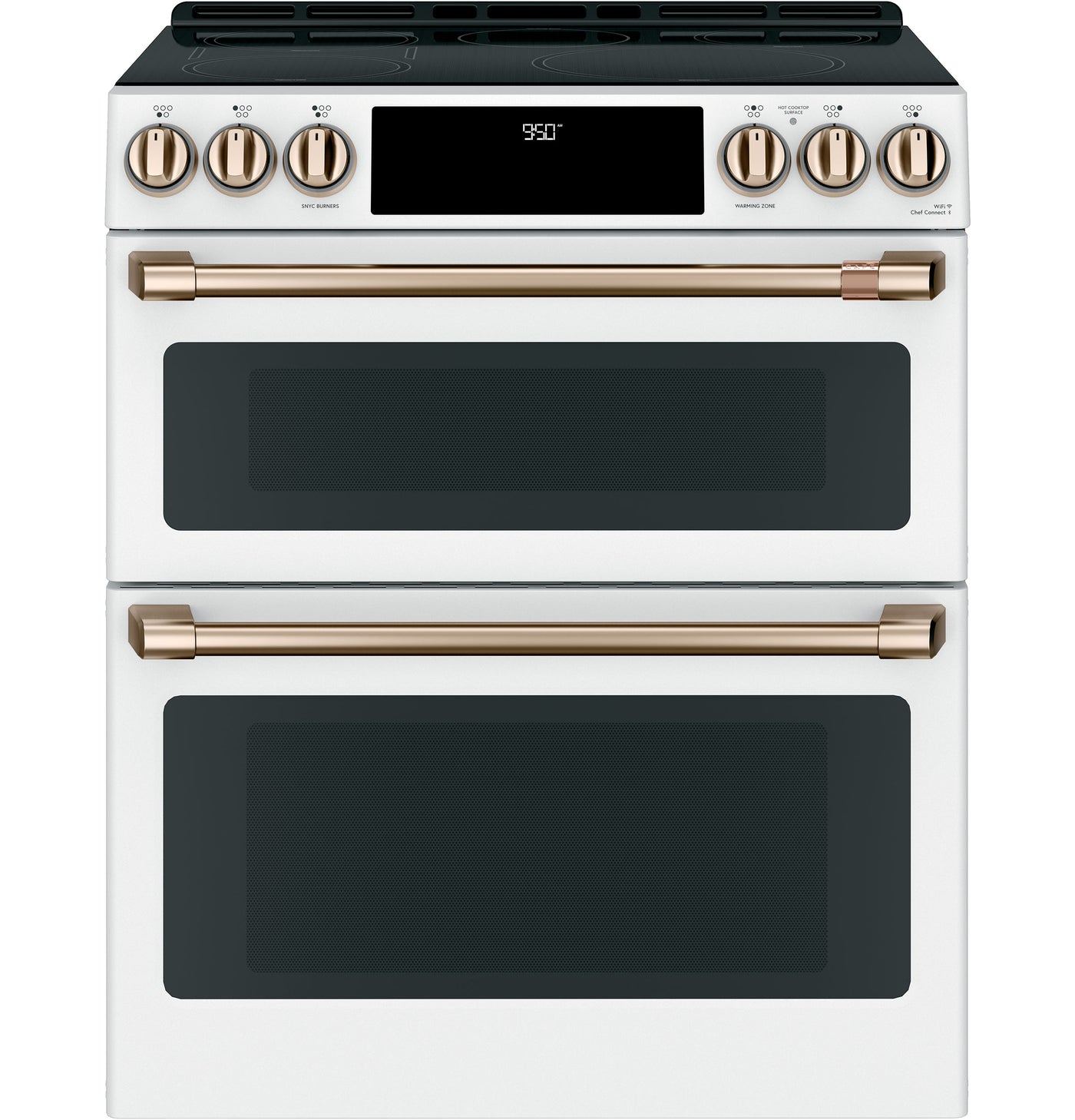 Café™ Matte White 30" Slide-In Front Control Induction and Convection Double Oven Range (7.0 Cu.Ft) - CCHS950P4MW2