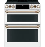 Café™ Matte White 30" Slide-In Front Control Induction and Convection Double Oven Range (7.0 Cu.Ft) - CCHS950P4MW2
