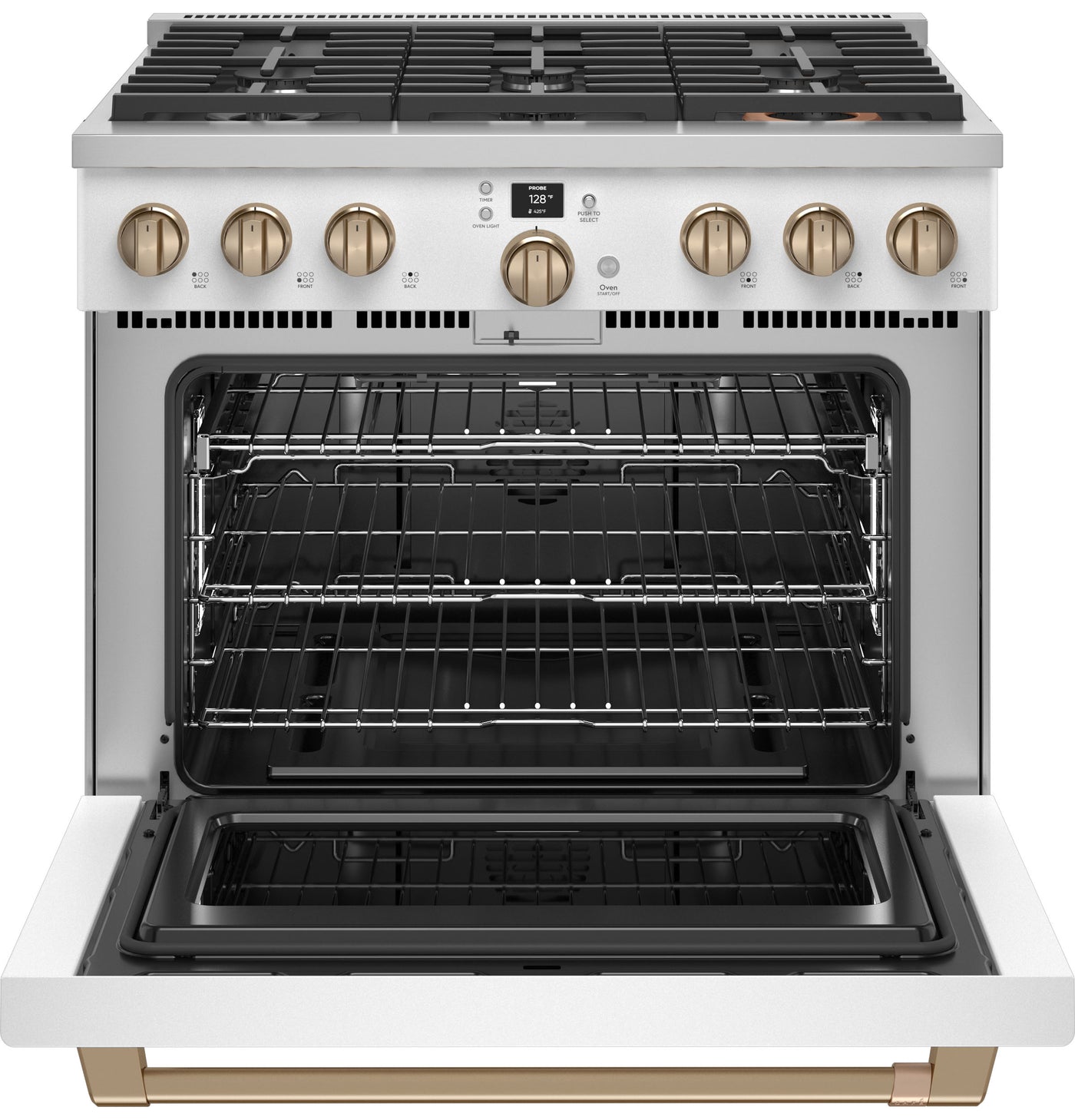 Café Matte White 36" All-Gas Commercial-Style Smart Range (6.2 Cu.Ft) -CGY366P4TW2