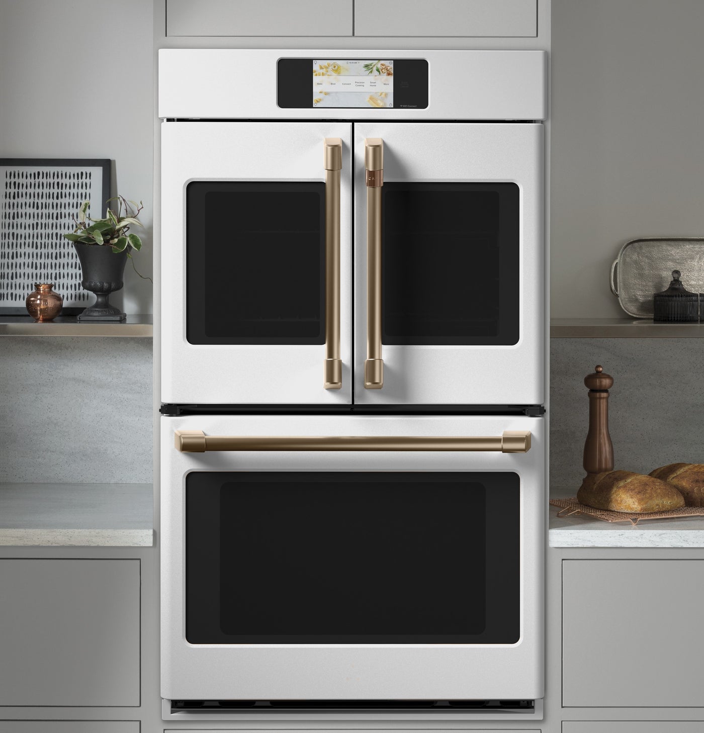 Café Matte White 30" Built-In French-Door Double Convection Wall Oven (10.0 Cu.Ft) - CTD90FP4NW2