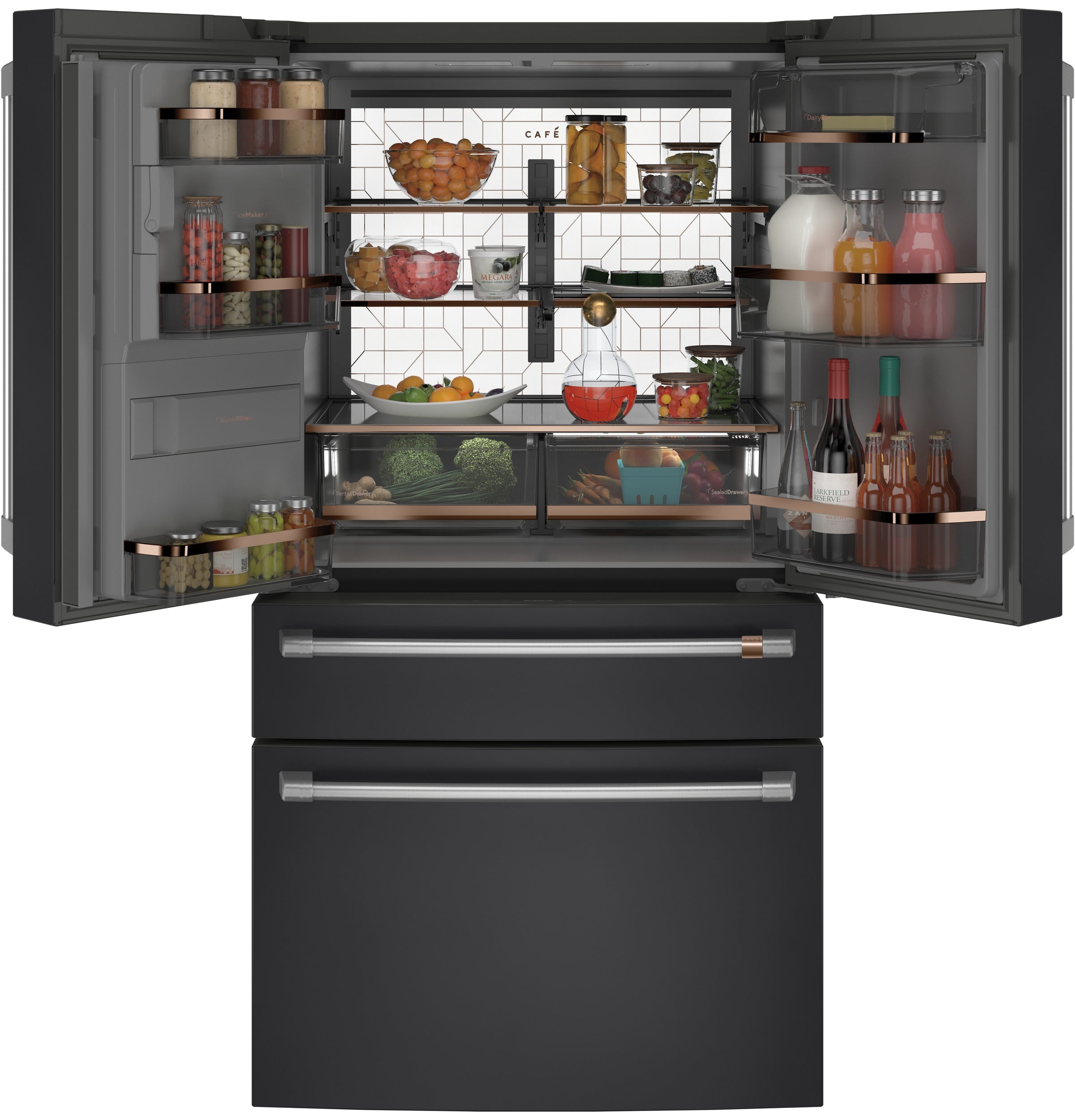 Café 36" 27.8 Cu. Ft. Matte Black 4-Door French Door Refrigerator - CVE28DP3ND1